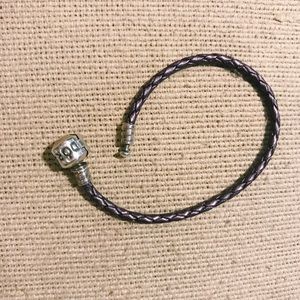 Pandora purple leather charm bracelet